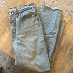 Light wash wedgie straight jeans